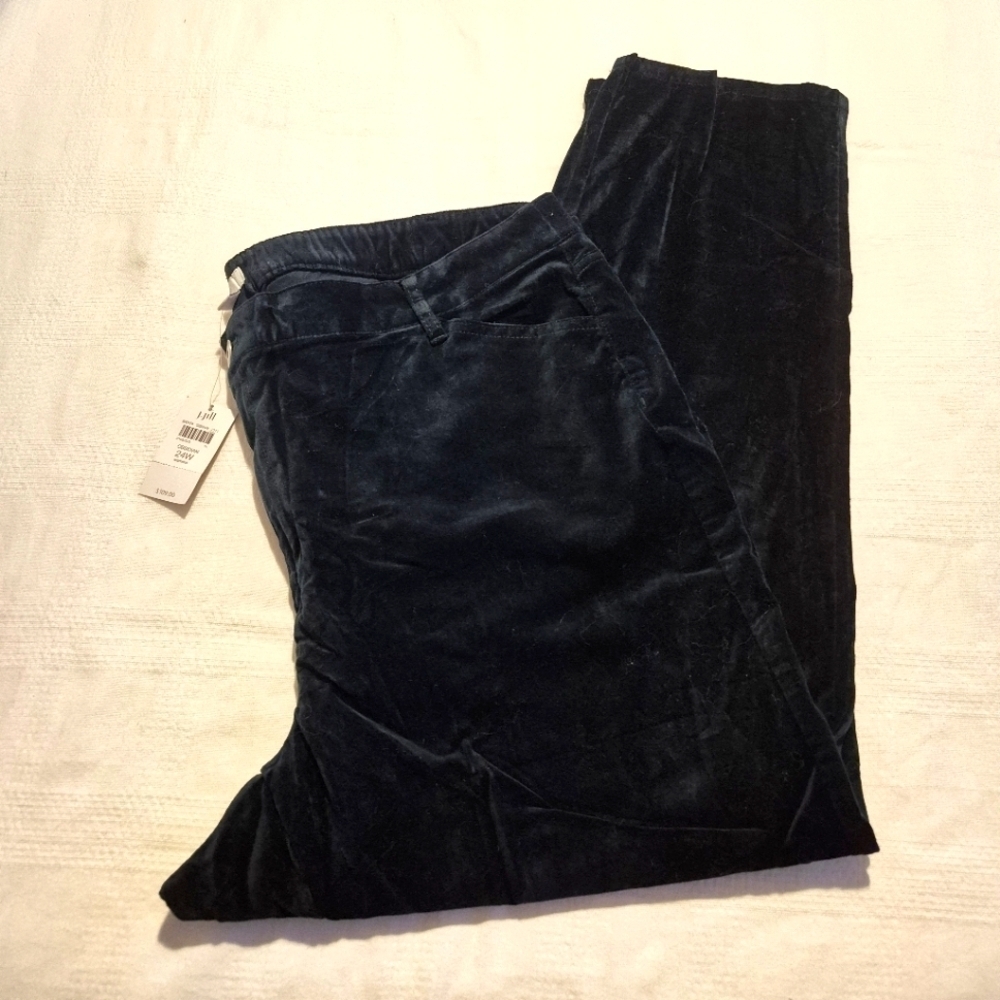 J. Jill women's size 24W dark blue velvety elastic back dressy pants, NWT